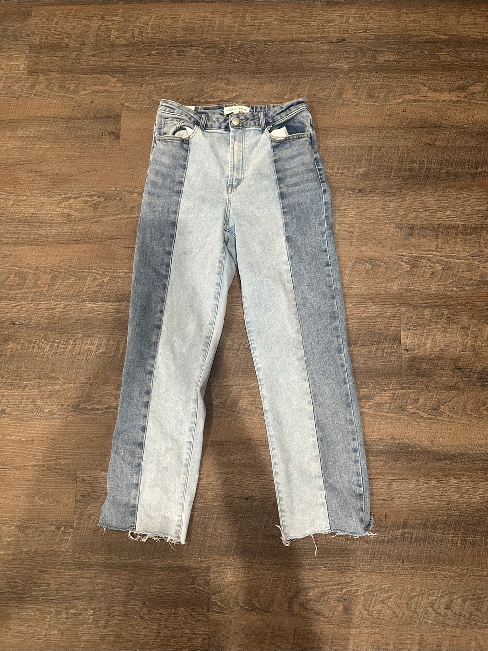 Almost Famous Two-Tone Light and Medium Blue Straight Leg Jeans
